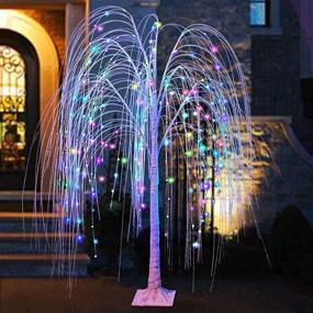 img 4 attached to 🌲 Pooqla 240 LED 5FT Colorful Christmas Lighted Willow Tree: Remote-Control RGB LED Tree for Indoor/Outdoor Holiday Decorations