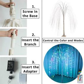 img 1 attached to 🌲 Pooqla 240 LED 5FT Colorful Christmas Lighted Willow Tree: Remote-Control RGB LED Tree for Indoor/Outdoor Holiday Decorations