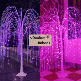 img 2 attached to 🌲 Pooqla 240 LED 5FT Colorful Christmas Lighted Willow Tree: Remote-Control RGB LED Tree for Indoor/Outdoor Holiday Decorations