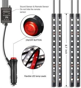 img 3 attached to 🚗 Светодиодная лента Sunva Car для автомобиля, звуковая активация, 4 линии 48 светодиодов, многоцветная синхронизация с музыкой, интерьерные светильники для автомобиля под панелью, водонепроницаемые светодиодные лампы для автомобиля, беспроводное дистанционное управление Wi-Fi, с автомобильным зарядным устройством, постоянного тока 12 В.