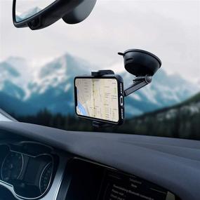 img 1 attached to 📱 One Touch Grip Windshield Phone Mount: Ultimate Phone Holder for iPhone Xs Max XR X 8 7+ Plus Samsung Galaxy S9 S8+ Note 9 8 - Mighty Mount Ensures Quick and Secure Grip