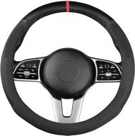 🚗 enhance your drive with gohi yanda carbon fiber suede steering wheel cover - anti-slip leather for auto, universal fit - 15 inch - interior accessories for automotive décor logo