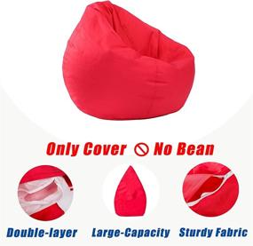 img 3 attached to Beixinder Bean Bag Storage Chair: Waterproof Oxford Cover for Adults & Kids Lounger, Red (One Size)