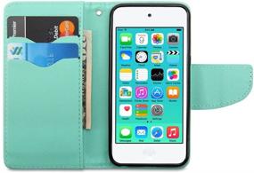 img 3 attached to 🌿 GMYLE Wallet Case Classic - iPod Touch 6th Generation - Navy Blue & Mint Green Slim Stand PU Leather Cover