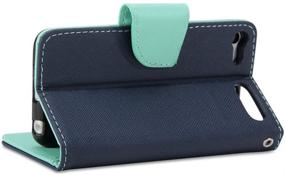 img 1 attached to 🌿 GMYLE Wallet Case Classic - iPod Touch 6th Generation - Navy Blue & Mint Green Slim Stand PU Leather Cover