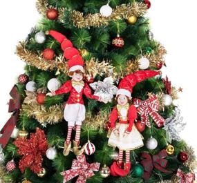 img 3 attached to ARCCI 26.5 Inch Christmas Elves - Set of 2 Red and White Posable Elf Figures for Xmas Home Decoration, Holiday Party - White & Red