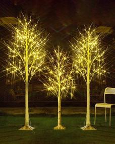 img 4 attached to 4, 5, and 6 Feet Birch Tree Clearance Sets - MOOSENG Christmas Decor, 3 Piece LED Lighted X'Mas Trees, Indoor/Outdoor Use for Home, Festival Party - Warm White