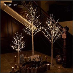 img 3 attached to 4, 5, and 6 Feet Birch Tree Clearance Sets - MOOSENG Christmas Decor, 3 Piece LED Lighted X'Mas Trees, Indoor/Outdoor Use for Home, Festival Party - Warm White