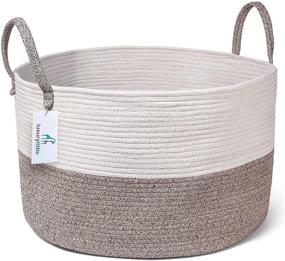 img 3 attached to 🧺 Premium Little XXXL Nursery Storage Basket: Durable Cotton Rope Hamper for Laundry, Toys, and More – Off White/Beige, 22 x 22 x 14 – Organize in Style!