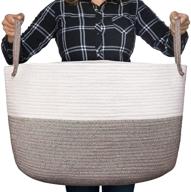 🧺 premium little xxxl nursery storage basket: durable cotton rope hamper for laundry, toys, and more – off white/beige, 22 x 22 x 14 – organize in style! logo