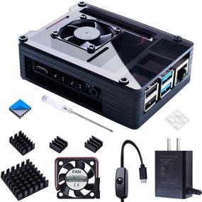 img 4 attached to 🔧 Smraza Compatible with Raspberry Pi 4 Case: Acrylic Case with Large Fan, 4 Heatsinks, USB-C Power Supply - Upgrade for Raspberry Pi 4 Model B