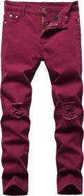 img 4 attached to Skinny Elastic Distressed Stretch Fashion Boys' Clothing : Jeans