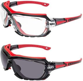 img 2 attached to 👓 2 Pair Global Vision Octane Sport Motorcycle Riding Safety Glasses - Red Gasket, Clear & Smoke Lens