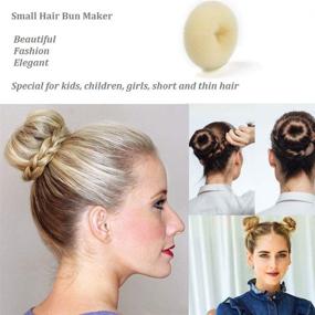 img 2 attached to 🎀 Adorable Mini Hair Bun Maker for Kids - 6 PCS Chignon Hair Donut Sock Bun Form for Girls with Short and Thin Hair (Small 2 Inch Size, Beige)