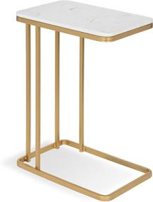 img 4 attached to Kate and Laurel Credele Modern-Glam C-Table with Gold Metal Base and Faux Marble Top, 12x18.5x27