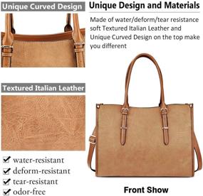 img 2 attached to 👜 Women's 15.6 Inch Laptop Bag - Waterproof Lightweight Leather Tote for Professional Business Office Work - Large Computer Bag Briefcase - Brown Shoulder Handbag