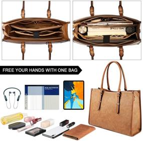 img 3 attached to 👜 Women's 15.6 Inch Laptop Bag - Waterproof Lightweight Leather Tote for Professional Business Office Work - Large Computer Bag Briefcase - Brown Shoulder Handbag