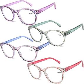 img 2 attached to 👓 4 Pack Round Reading Glasses with Blue Light Filter, Anti-Glare Transparent Lens Frame for Women, Computer Readers with UV Protection, 2.5" Strength