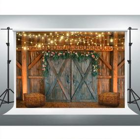 img 4 attached to 🌾 Farm Theme Party 7x5ft Rustic Barn Backdrop: Authentic Barn Door, Hay, and Lights Set the Perfect Western Cowboy Atmosphere for Photo Booths and Studio Props - LSVV853