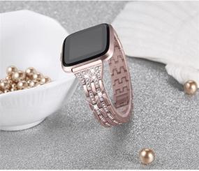 img 2 attached to 💎 Стильные украшенные браслеты Bayite Slim: идеальное сочетание для Fitbit Versa/Versa 2/Versa Lite, гламурный металлический браслет-украшение для женщин.