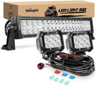 nilight zh004 22-inch 120w led light bar + 2pcs 4-inch 18w flood pods + wiring harness kit - high-quality combo with 2-year warranty logo