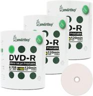 📀 smart buy 300 pack dvd-r 4.7gb 16x white printable inkjet blank media record disc - best value for bulk dvd-r recording with 300 discs logo