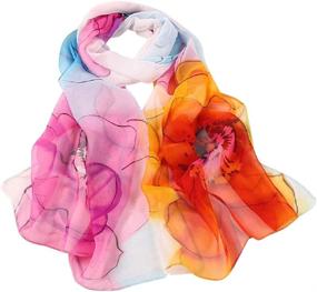 img 1 attached to Floral Chiffon Scarves Shawls Adults Women's Accessories for Scarves & Wraps