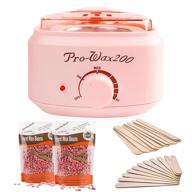 🔥 waxing kit home wax warmer for coarse hair removal - painless & safe hair removal kit with 2 big bags of hard wax beans for face, eyebrow, legs, bikini waxing - brazilian formulas for full body waxing (100w) - pink logo