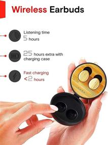 img 3 attached to 🎧 Symphonized SNRGY True Wireless Earbuds – Premium Stereo Sound – Extended 25-Hour Music Playback – Cozy Wood Cordless Headphones with Charging Case – Bluetooth 5.0 [with In-Ear Mic]