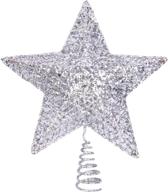 6-inch small glitter christmas star tree topper decorations - boieo silver logo