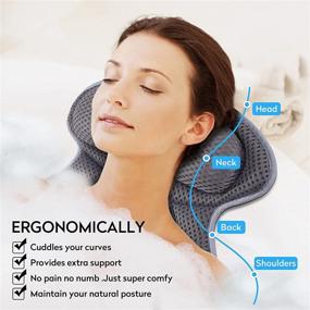 img 3 attached to 🛀 Luxury Ergonomic Bath Pillow with Soft 4D Mesh, Enhanced Head, Neck, and Back Support for Bathtub, Spa Pillow with 6 Strong Suction Cups, Universal Fit