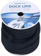 🛥️ amarine made 50 ft double braided nylon dock lines with 3/4 inch diameter and 12 inch eyelet - breaking strength 9500 lbs - ideal marine mooring rope and boat dock lines with working load limit 1900 lbs in black логотип