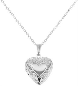 img 4 attached to ❤️ In Season Jewelry Silver Tone Small Love Heart Photo Locket Pendant Necklace | Perfect Jewelry for Toddlers and Little Girls - Classic Tiny 16" Heart Locket Pendant Necklace with Chain