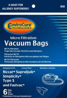 🧹 envirocare replacement micro filtration vacuum cleaner dust bags for riccar supraquik and simplicity type s - 6 pack логотип