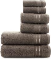 🛀 6-piece turkish cotton bath towel set - halley - dark brown - ultra soft, absorbent bathroom towels - includes 2 bath towels, 2 hand towels, 2 washcloths - premium quality, machine washable logo