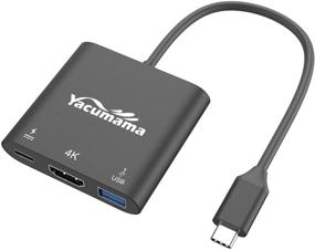 img 4 attached to 🔌 Yacumama 3 in 1 Hub Pro: High Definition 4K HDMI, PD Charging, USB 3.0, Aluminum Gray, Compatible with MacBook Pro Dell XPS Surface Pro Pixel EliteBook Thinkpad