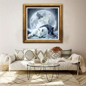 img 2 attached to 🐺 Jungobiu 5D Diamond Painting Kits Wolf Moon - DIY Diamond Art Animal Kits | Full Round Drill Crystal Rhinestone Embroidery | Home Office Wall Decoration 14x14Inch (35x35cm)