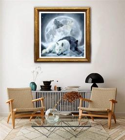 img 1 attached to 🐺 Jungobiu 5D Diamond Painting Kits Wolf Moon - DIY Diamond Art Animal Kits | Full Round Drill Crystal Rhinestone Embroidery | Home Office Wall Decoration 14x14Inch (35x35cm)