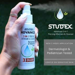 img 1 attached to 💎 Studex Advanced Piercing Aftercare & Cleanser 3.4oz: Hypochlorous Acid Solution for Pierced Ears - Gentle Aftercare for Sensitive Skin - First Earring Cleaner - Essential Piercing Health