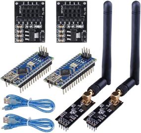 img 4 attached to 📶 WayinTop 2Set Wireless Transceiver Receiver with Tutorial: NRF24L01+PA+LNA RF Module + SMA Antenna 2.4GHz 1100m + NRF24L01 Regulator + Nano V3.0 ATmega328P Board for Wireless Communication System