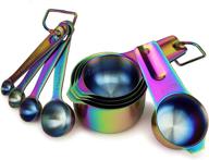 colormehome 9 piece rainbow/iridescent/oil slick 🌈 stainless steel measuring cup and spoon set logo