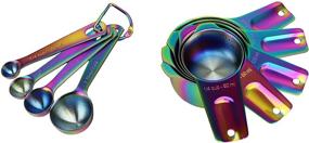 img 3 attached to ColorMeHome 9 Piece Rainbow/Iridescent/Oil Slick 🌈 Stainless Steel Measuring Cup and Spoon Set