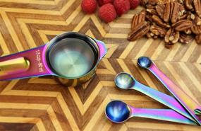 img 1 attached to ColorMeHome 9 Piece Rainbow/Iridescent/Oil Slick 🌈 Stainless Steel Measuring Cup and Spoon Set