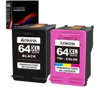 🖨️ ankink higher yield 64xl black and color combo xlarge replacement ink cartridge pack for hp 64xl, envy photo 6255 6400 7100 7155 7164 7800 7855 7858 tango x terra printer hp64xl tricolor hp64 logo