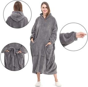 img 2 attached to 🧥 AOLIGE Oversized Wearable Blanket Hoodie for Adults, Women, Men, and Teens - Grey, Warm Fuzzy Sweatshirt with 2 Large Front Pockets and Sleeves