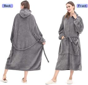img 3 attached to 🧥 AOLIGE Oversized Wearable Blanket Hoodie for Adults, Women, Men, and Teens - Grey, Warm Fuzzy Sweatshirt with 2 Large Front Pockets and Sleeves