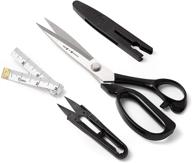 🔪 premium 9-inch fabric scissors: heavy duty stainless steel sewing shears with protective sheath - ideal for home, office, fabric, paper, and craft cutting (black) logo