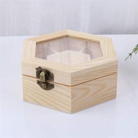img 1 attached to EXCEART Hexagonal DIY Wooden Jewelry Box – Trinket Keepsake Storage Organizer with 7 Compartments and Clear Top – Ideal for Rings, Bracelets, Watches, Necklaces, and Earrings