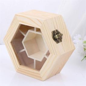 img 2 attached to EXCEART Hexagonal DIY Wooden Jewelry Box – Trinket Keepsake Storage Organizer with 7 Compartments and Clear Top – Ideal for Rings, Bracelets, Watches, Necklaces, and Earrings