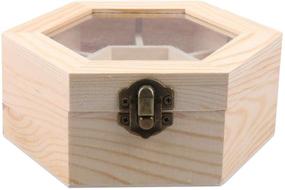 img 3 attached to EXCEART Hexagonal DIY Wooden Jewelry Box – Trinket Keepsake Storage Organizer with 7 Compartments and Clear Top – Ideal for Rings, Bracelets, Watches, Necklaces, and Earrings